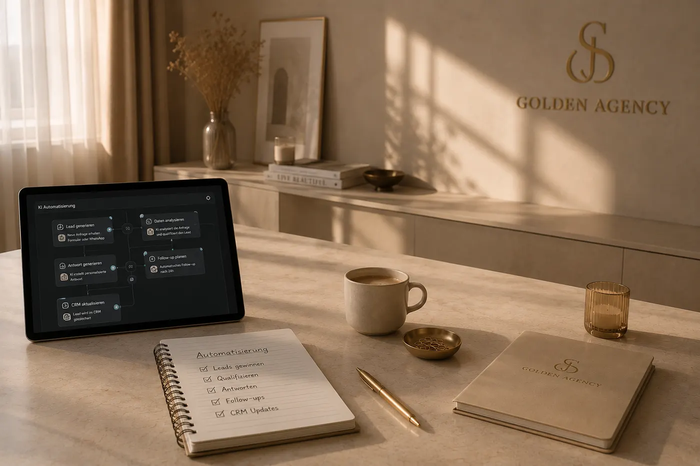 KI-Workflow Automatisierung auf Tablet